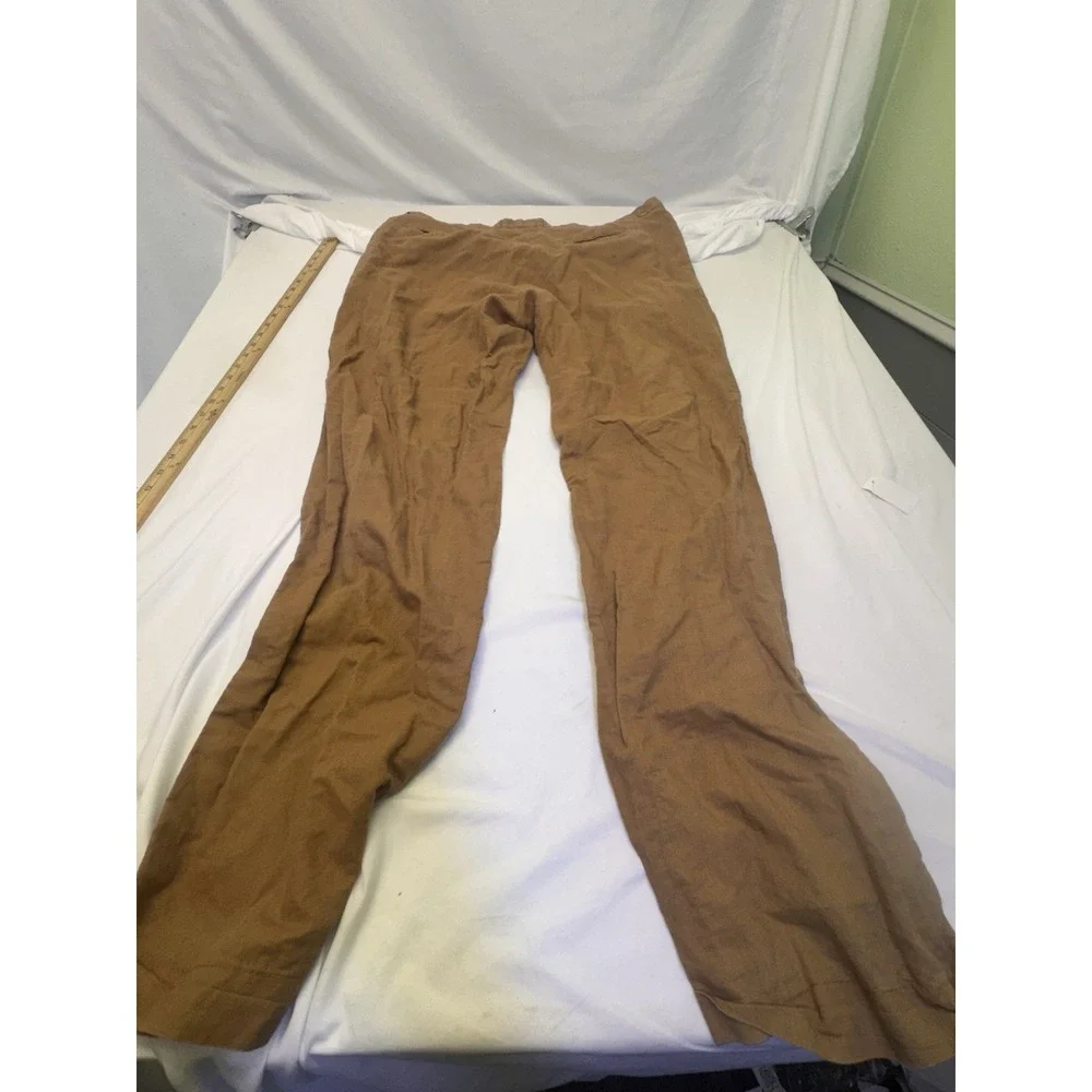 Giorgio Inserti Collezione Italiano Dress Pants Mens 42x36 Brown 100% Linen Y2K